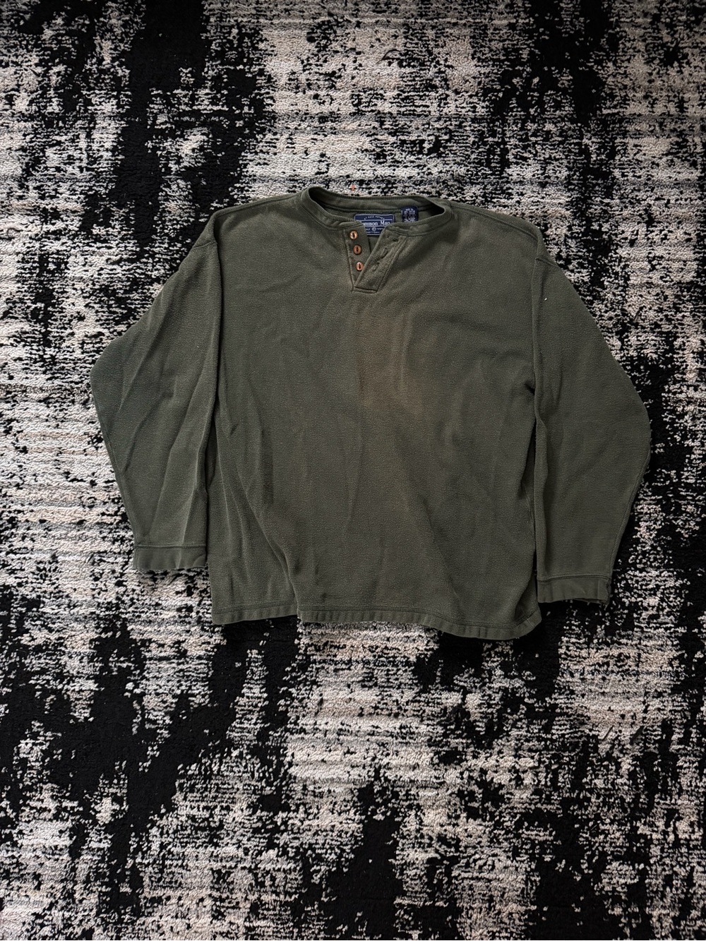 Men's Olive Green Long Sleeve Henley Shirt